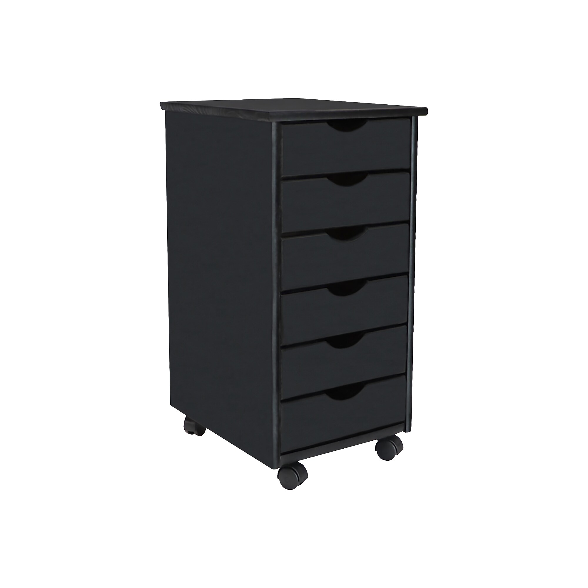 Adeptus 25.8″ Solid Pine Roll Cart with 6 Drawers, Matte Black (10016) Simolary simolary.com