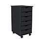 Adeptus 25.8" Solid Pine Roll Cart with 6 Drawers, Matte Black (10016)~#|#~sp133532716_sc7