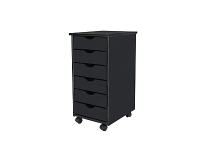 Adeptus 25.8″ Solid Pine Roll Cart with 6 Drawers, Matte Black (10016) Sansujyuku sansujyuku.com