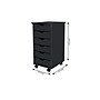 Adeptus 25.8" Solid Pine Roll Cart with 6 Drawers, Matte Black (10016)~#|#~sp133532719_sc7
