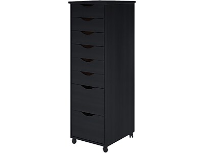 Adeptus 40.28″ Solid Pine Roll Cart with 8 Drawers, Matte Black (76171) Sansujyuku sansujyuku.com