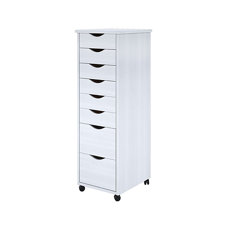 Adeptus 40.28" Solid Pine Roll Cabinet with 8 Drawers, Whitewash (76183) image 1