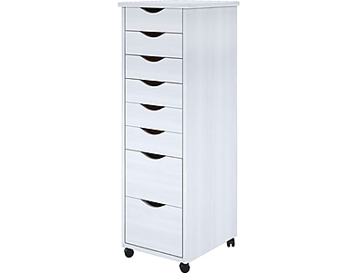 Adeptus 40.28″ Solid Pine Roll Cabinet with 8 Drawers, Whitewash (76183) Sansujyuku sansujyuku.com