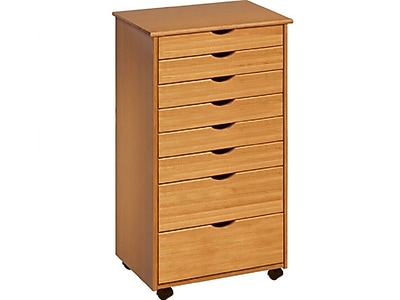 Adeptus 40.28″ Solid Pine Roll Cart with 8 Drawers, Medium Pine (76154) Sansujyuku sansujyuku.com