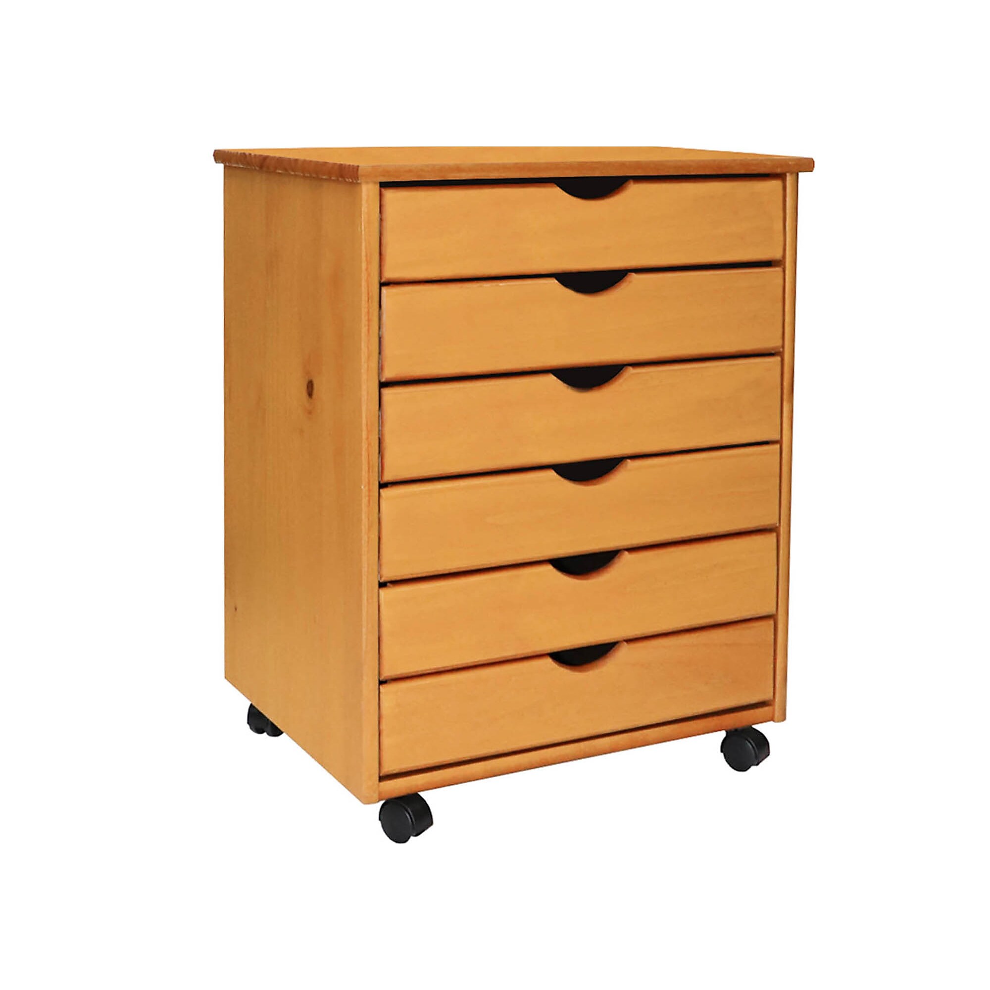 Adeptus 25.43″ Solid Pine Roll Cart with 6 Drawers, Medium Pine (76152) Simolary simolary.com