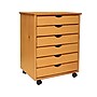 Adeptus 25.43" Solid Pine Roll Cart with 6 Drawers, Medium Pine (76152)~#|#~sp133532831_sc7