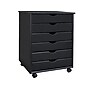 Adeptus 25.43" Solid Pine Roll Cart with 6 Drawers, Matte Black (76168)~#|#~sp133532835_sc7