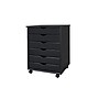 Adeptus 25.43" Solid Pine Roll Cart with 6 Drawers, Matte Black (76168)~#|#~sp133532836_sc7