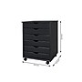 Adeptus 25.43" Solid Pine Roll Cart with 6 Drawers, Matte Black (76168)~#|#~sp133532838_sc7
