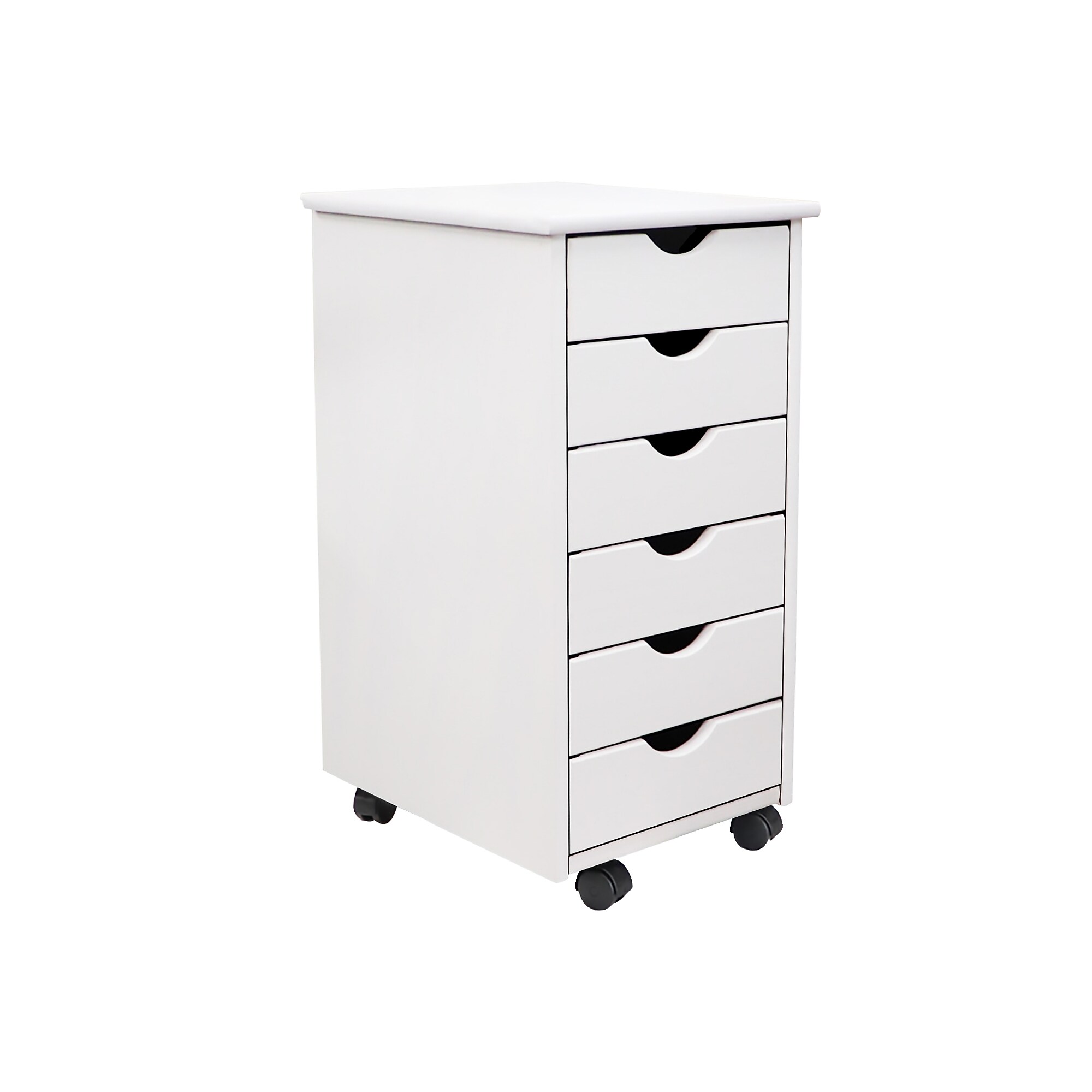 Adeptus 25.8″ Solid Pine Roll Cart with 6 Drawers, Whitewash (10018) Simolary simolary.com