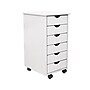 Adeptus 25.8" Solid Pine Roll Cart with 6 Drawers, Whitewash (10018)~#|#~sp133532839_sc7