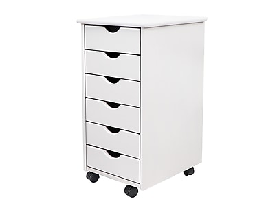 Adeptus 25.8″ Solid Pine Roll Cart with 6 Drawers, Whitewash (10018) Sansujyuku sansujyuku.com