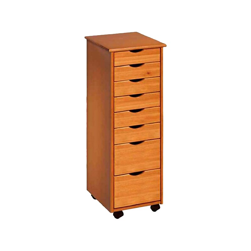 Adeptus 40.28" Solid Pine Roll Cart with 8 Drawers, Medium Pine (76156) image 1