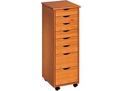 Adeptus 40.28″ Solid Pine Roll Cart with 8 Drawers, Medium Pine (76156) Sansujyuku sansujyuku.com
