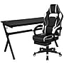 Flash Furniture 55"W Gaming Desk with White Reclining Back/Arms Gaming Chair with Footrest, Black (BLNX40D1904LWH)~#|#~sp133534806_sc7
