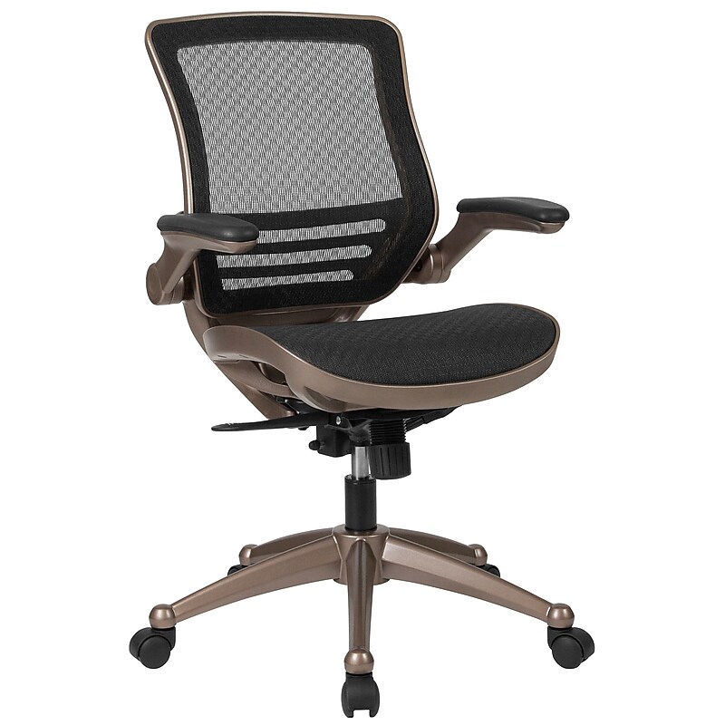 Flash Furniture Warfield Ergonomic Mesh Swivel Executive Chair, Black with Gold Frame (BL8801X) image 1