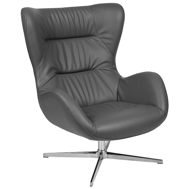 Flash Furniture LeatherSoft Swivel Wing Chair, Gray (ZBWINGGYLEA) image 1