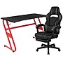 Flash Furniture 52"W Gaming Desk with Black Reclining Back/Arms Gaming Chair with Footrest, Black (BLNX40RSG1030BK)~#|#~sp133535447_sc7