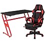 Flash Furniture 52"W Gaming Desk with Red Reclining Back/Arms Gaming Chair with Footrest, Black (BLNX40RSG1030RD)~#|#~sp133535479_sc7