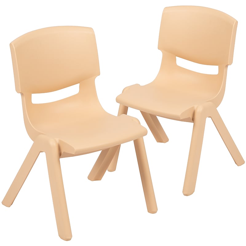 Flash Furniture Whitney Plastic Student Stackable Chair, Natural, 2/Pack (2YUYCX002NAT) image 1