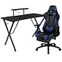 Flash Furniture 52"W Gaming Desk with Blue Reclining Gaming Chair with Footrest, Black (BLNX30RSG1031BL)~#|#~sp133537000_sc7