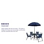 Flash Furniture Nantucket Patio Garden Set with Umbrella Table and Folding Chairs, Navy, 6/Set (GM202012NV)~#|#~sp133537265_sc7