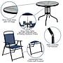 Flash Furniture Nantucket Patio Garden Set with Umbrella Table and Folding Chairs, Navy, 6/Set (GM202012NV)~#|#~sp133537267_sc7