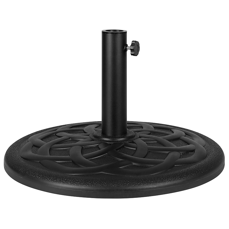Flash Furniture Cement Patio Umbrella Base with Weatherproof Plastic Polymer Coating - 19.25" Diameter, Black (GMUB19BZ) image 1