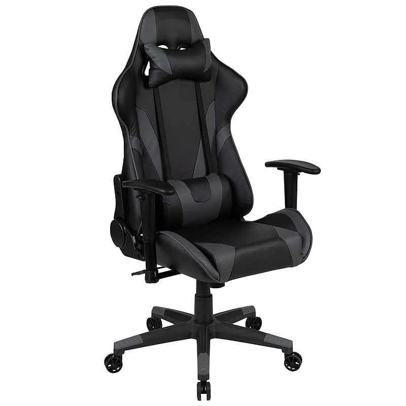 Flash Furniture X20 LeatherSoft Ergonomic Racing Gaming Chair, Gray (CH1872301GY) image 1