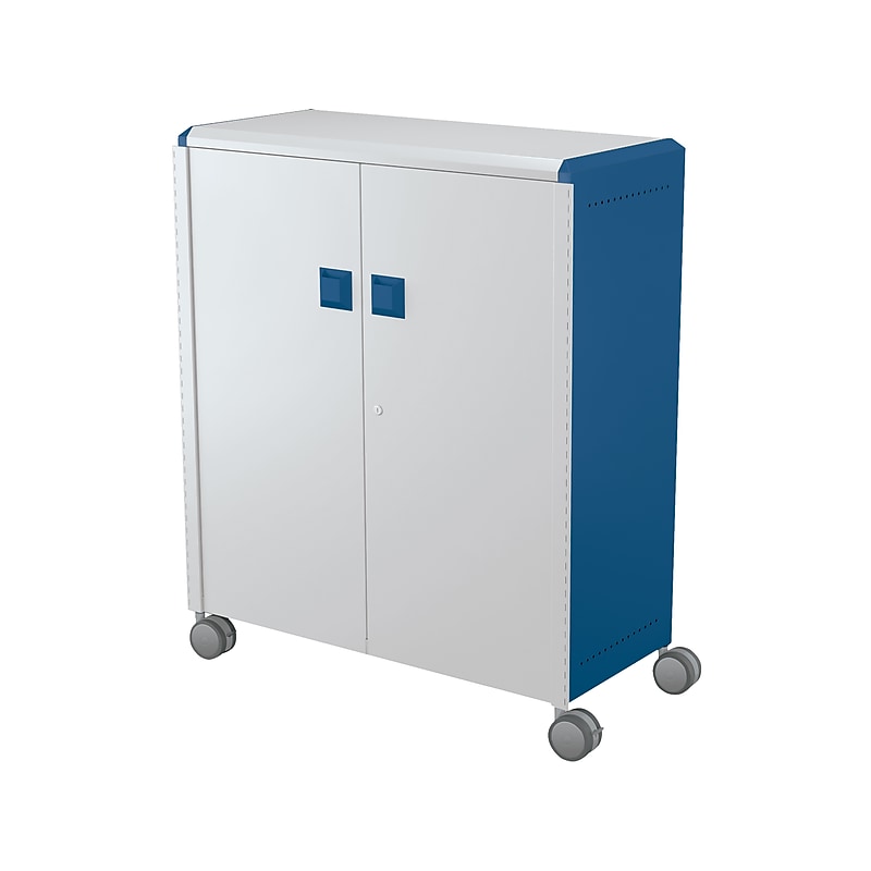 MooreCo Compass Maxi H3 Mobile 16-Section Storage Cabinet, 51.13"H x 41.88"W x 19.13"D, Platinum/Navy Metal (C3A1J2A1X2) image 1