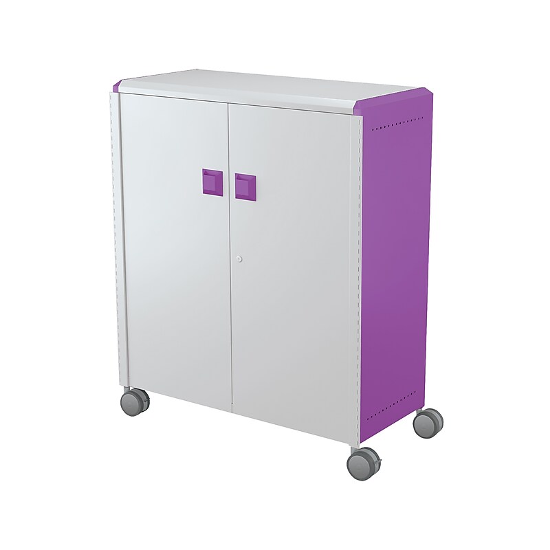 MooreCo Compass Maxi H3 Mobile 16-Section Storage Cabinets, 51.13"H x 41.88"W x 19.13"D, Platinum/Purple Metal (C3A1D2A1X2) image 1
