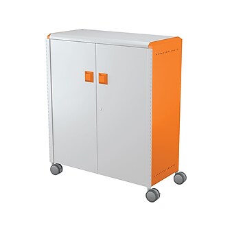 MooreCo Compass Maxi H3 Mobile 4-Shelf Storage Cabinet, Platinum/Orange Steel (C3A1H2A1X2)