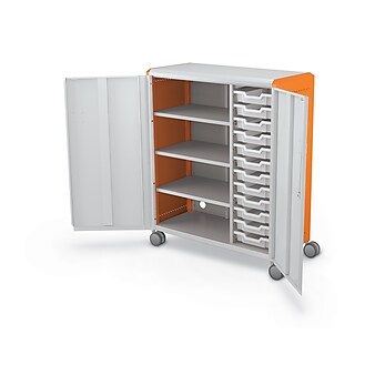 MooreCo Compass Maxi H3 Mobile 4-Shelf Storage Cabinet, Platinum/Orange Steel (C3A1H2A1X2)