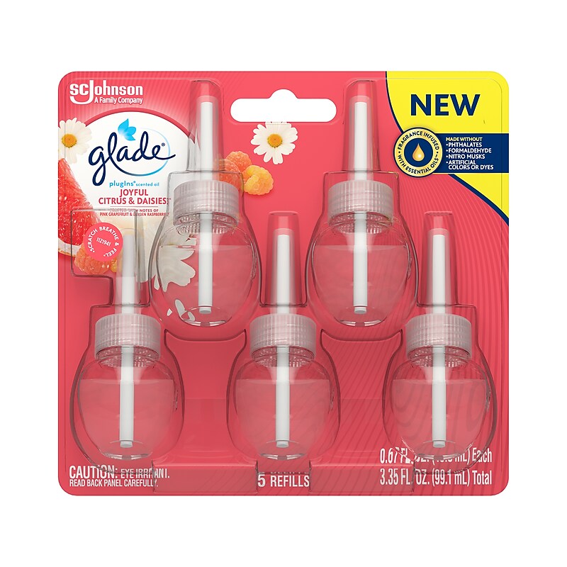 Glade PlugIns Scented Oil Warmer Refill, Joyful Citrus & Daisies, 0.67 Fl. Oz., 5/Pack (326636EA) image 1