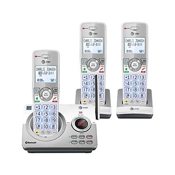 AT&T Connect to Cell 3-Handset Cordless Telephone, White/Silver (DL72310)