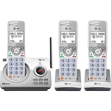 AT&T Connect to Cell DL72310 3-Handset Cordless Telephone, White/Silver