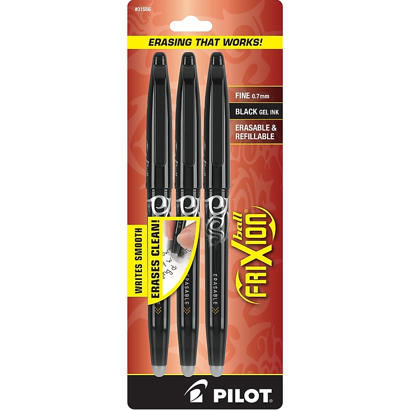 Pilot FriXion Ball Erasable Gel Pens, Fine Point, Black Ink, 3/Pack (31556) image 1
