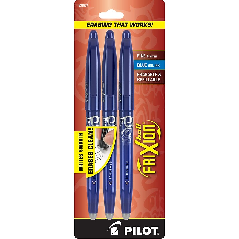 Pilot FriXion Ball Erasable Gel Pens, Fine Point, Blue Ink, 3/Pack (31567) image 1