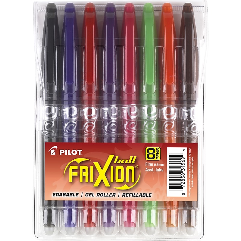 Pilot FriXion Ball Erasable Gel Pens, Fine Point, Assorted Ink, 8/Pack (31569) image 1