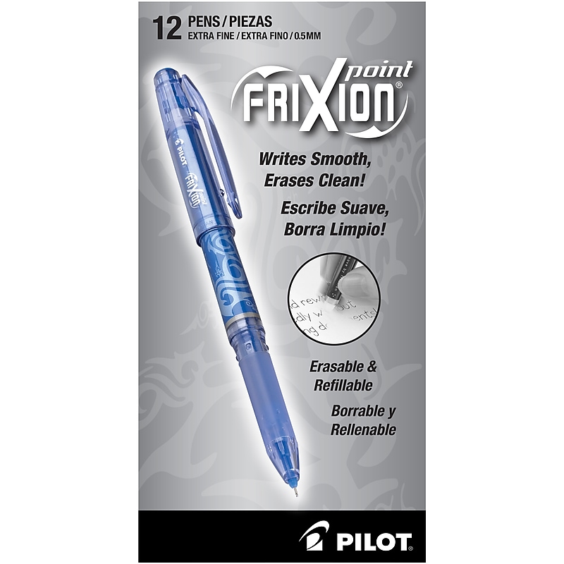 Pilot FriXion Point Erasable Gel Pens, Extra Fine Point, Blue Ink, Dozen (31574) image 1