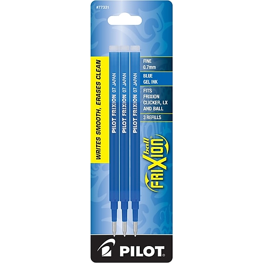 Pilot FriXion Ball Erasable Gel Pen Ink Refill, Fine Tip, Blue Ink, 3/Pack | Staples