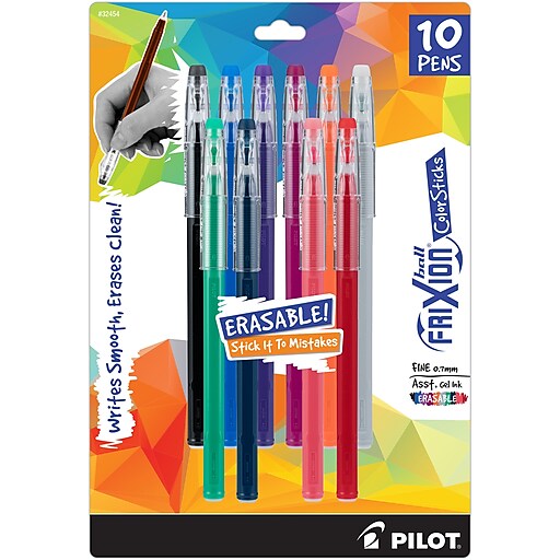 PILOT FriXion Fineliner Erasable Marker Pens, Fine Point, Assorted Color  Inks, 10-Pack Pouch (13902) 