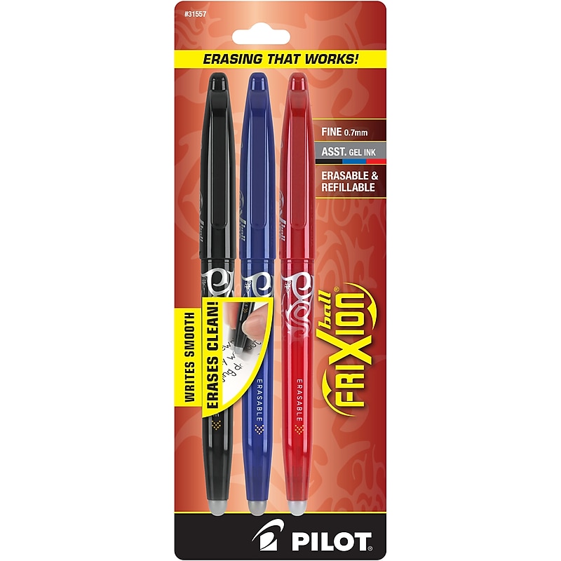 Pilot FriXion Ball Erasable Gel Pens, Fine Point, Assorted Ink, 3/Pack (31557) image 1