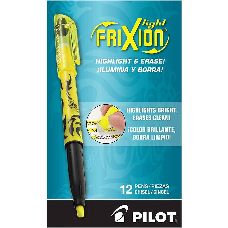 Pilot FriXion Light Erasable Highlighters, Chisel Tip, Yellow Ink, Dozen (46502) image 1