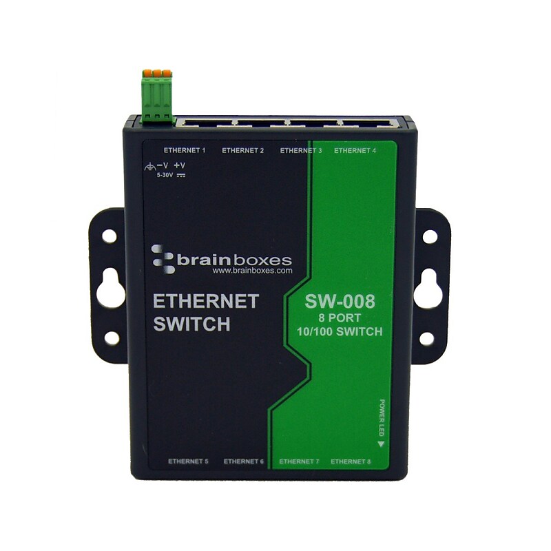 Brainboxes SW-008 8-Port Fast Ethernet Wall Mountable Switch image 1