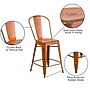 Flash Furniture Carly Contemporary Metal Slat Back Counter Stool, Distressed Orange (ET353424OR)~#|#~sp134504886_sc7
