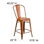 Flash Furniture Carly Contemporary Metal Slat Back Counter Stool, Distressed Orange (ET353424OR)~#|#~sp134504887_sc7