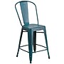 Flash Furniture Carly Contemporary Metal Slat Back Counter Stool, Distressed Kelly Blue-Teal (ET353424KB)~#|#~sp134504894_sc7