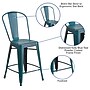 Flash Furniture Carly Contemporary Metal Slat Back Counter Stool, Distressed Kelly Blue-Teal (ET353424KB)~#|#~sp134504898_sc7