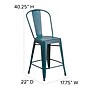 Flash Furniture Carly Contemporary Metal Slat Back Counter Stool, Distressed Kelly Blue-Teal (ET353424KB)~#|#~sp134504899_sc7